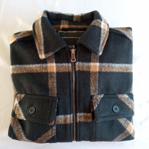 Aeropostale Plaid Zip-Up Shirt Jacket Size small runs bigger NWT - Picture 8 of 8